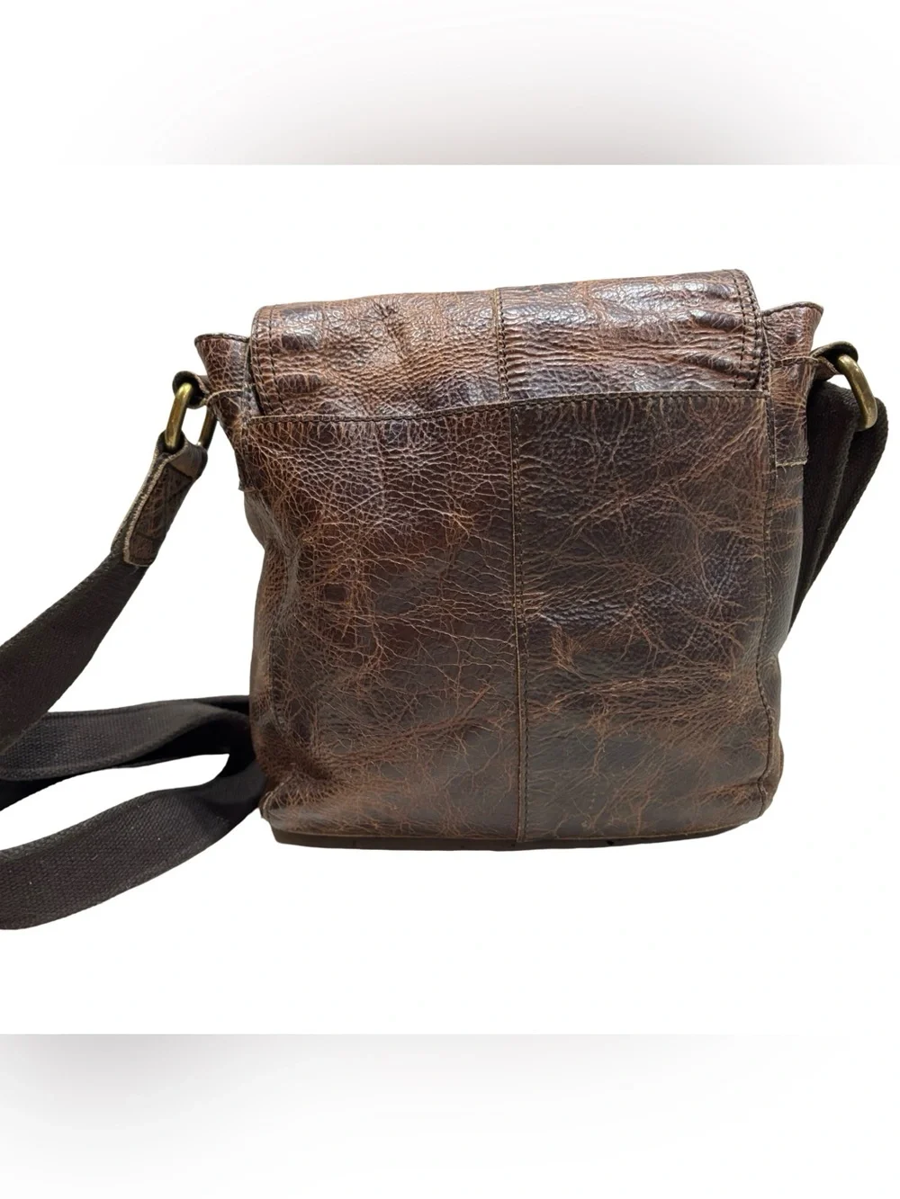 Vintage Fossil Distressed Brown Leather Crossbody Bag